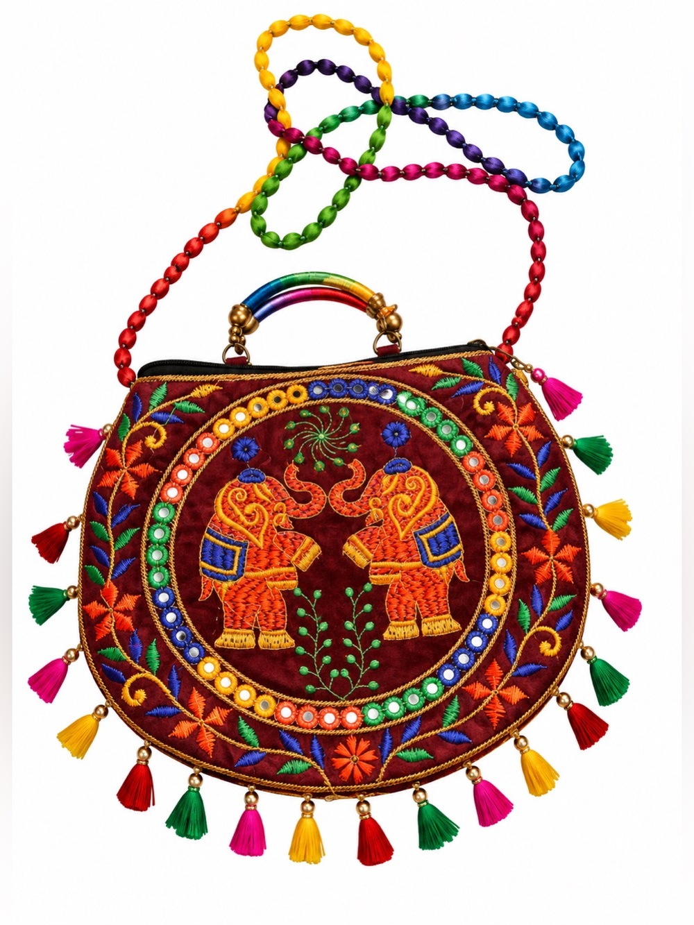 Taweengam Crossbody Goodhan Crochet Pouch Cloth Handbag Bohemian Embroidered
